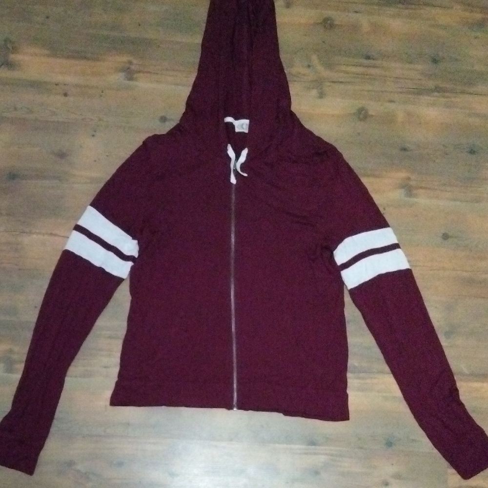 Pink Rose Maroon Hoodie with White Accents